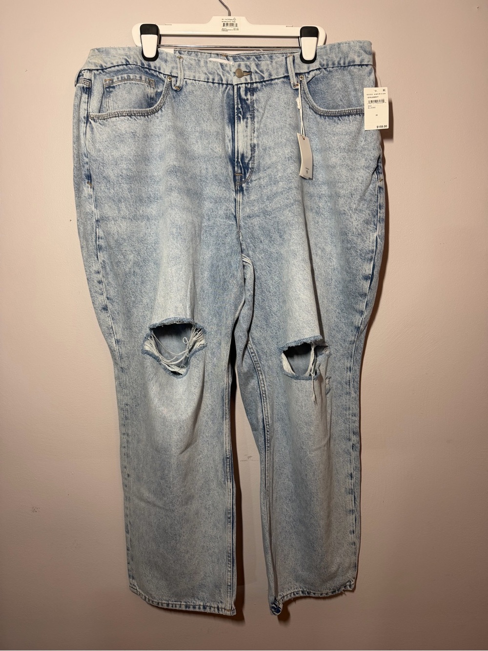 Good American Light Blue Ripped Jeans 22